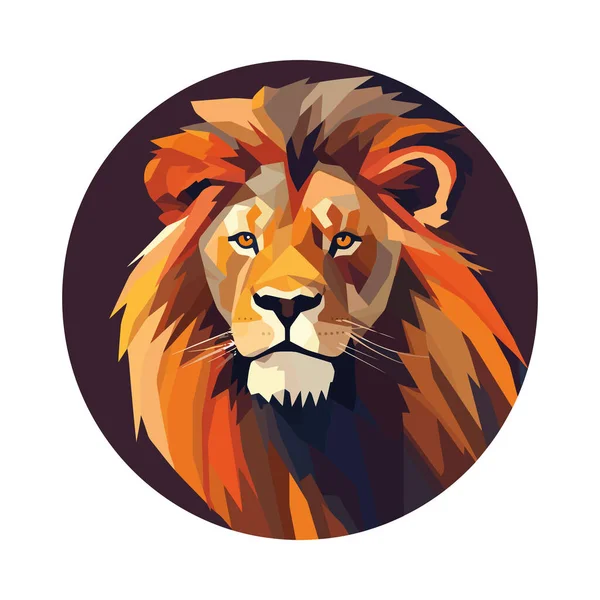 Großer Löwe Mit Majestätischer Mähne Brüllt Ikone — Stockvektor