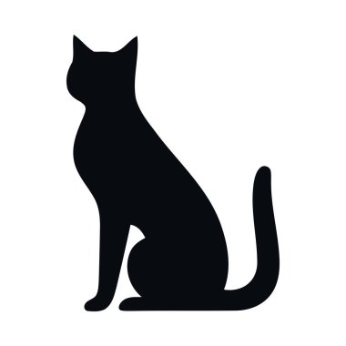 Şirin kedi yavrusu silueti, izole edilmiş doğa ikonunu izliyor.