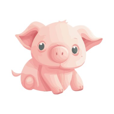 Mutlu domuz yavrusu izole edilmiş, şirin bir maskot ikonu.