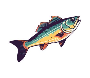 Su altı balık deniz yaşamı ikonu izole edildi