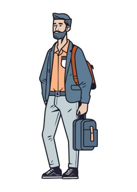 Çanta simgesiyle ayakta duran iş adamı