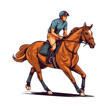 Binicilik yarışında atlara binen adam başarı simgesi izole edildi