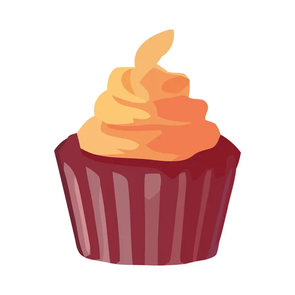 Cupcake Sucré Cuit Avec Amour Icône Créativité Isolé — Image vectorielle