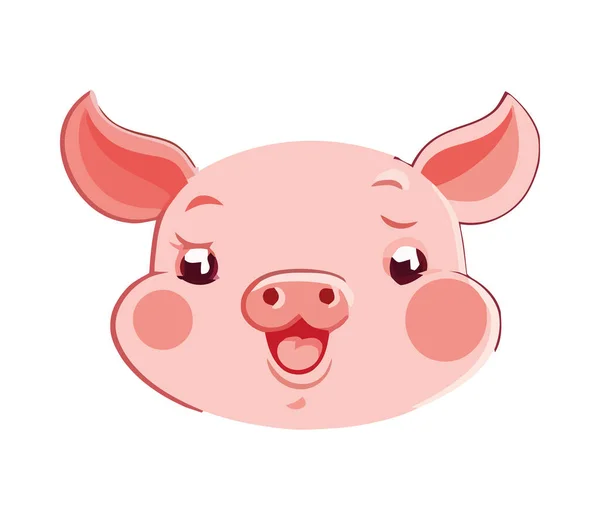 Lindo Cerdo Sonriente Animales Icono Aislado — Vector de stock