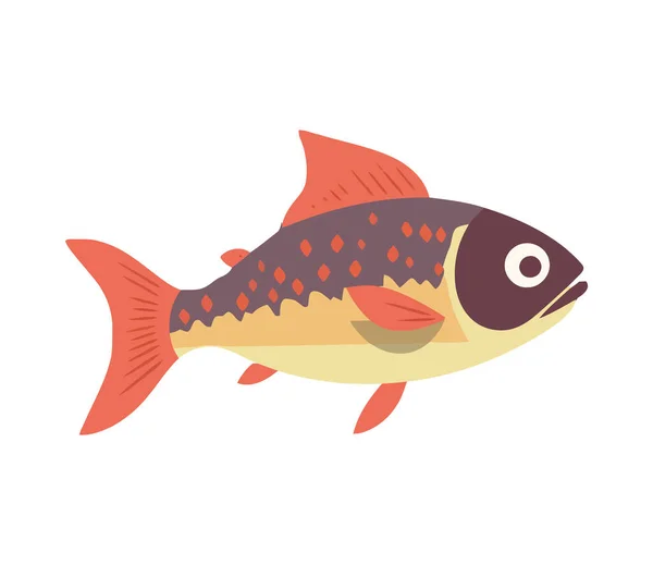 Underwater Fish Swimming Icon Isolated — Stock Vector