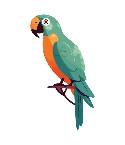 Kolorowa Macaw Siedząca Gałęzi Ikona Odizolowana — Wektor stockowy