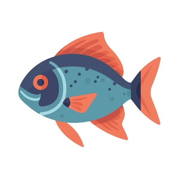 Cute Fish Swimming Sea Life Icon Isolated — Stock Vector