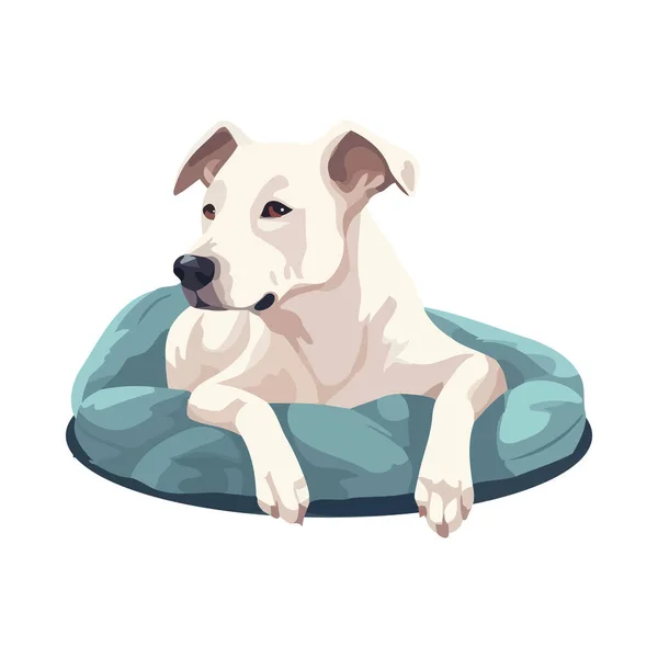 Yastık Simgesinde Yalnız Oturan Şirin Safkan Köpek Yavrusu — Stok Vektör
