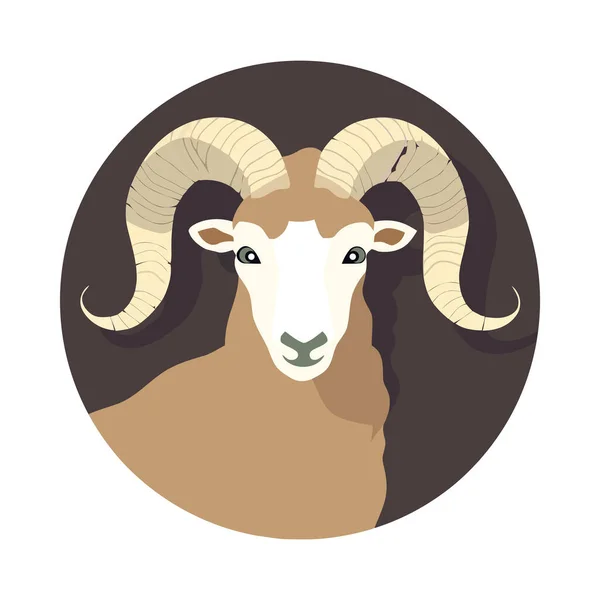 Επίπεδη Διανυσματική Απεικόνιση Του Χαριτωμένο Εικονίδιο Μασκότ Πρόβατα — Διανυσματικό Αρχείο