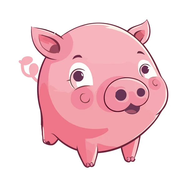 Cute Piglet Cartoon Illustration Cheerful Smiling Icon Isolated — Stock Vector