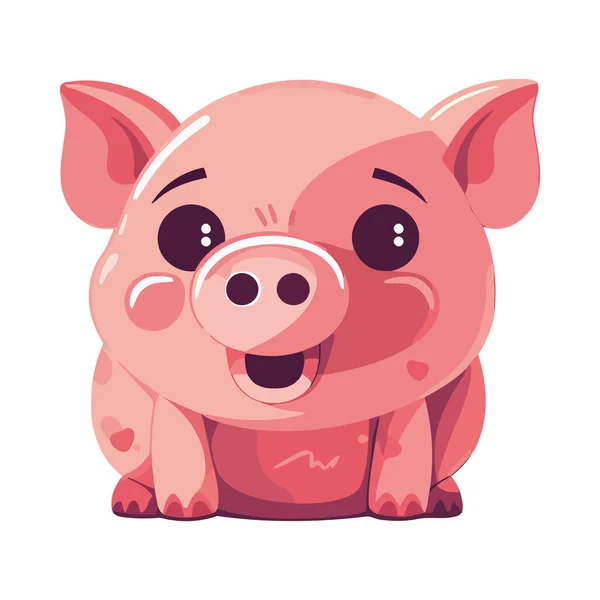 かわいい子豚の笑顔は 陽気な農場の友人のアイコンを隔離 — ストックベクタ
