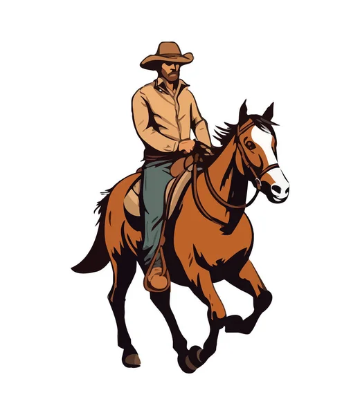 Cowboy Riding Stallion Competition Icon — Stock Vector