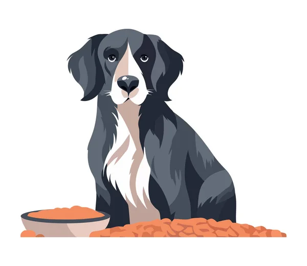 Tatlı Köpek Yemek Kasesi Ikonu Izole Edilmiş — Stok Vektör