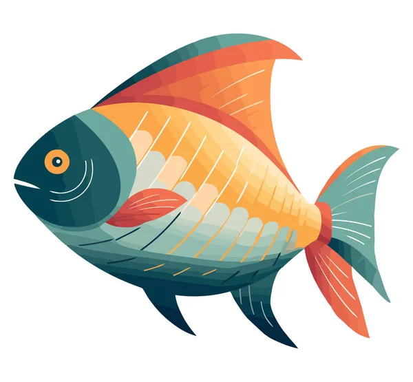 Exotische Fische Tier Ikone Isoliert — Stockvektor