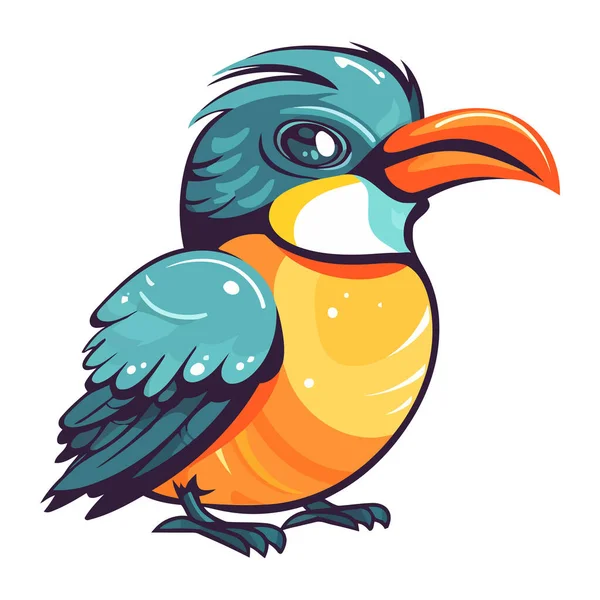 Bonito Pequeno Pássaro Isolado Ícone — Vetor de Stock