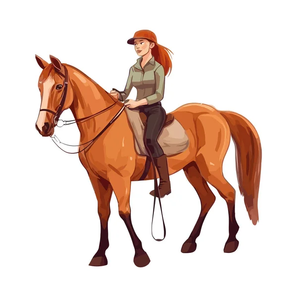 Jockey Rides Stallion Equestrian Competition Icon Isolated — Stock Vector
