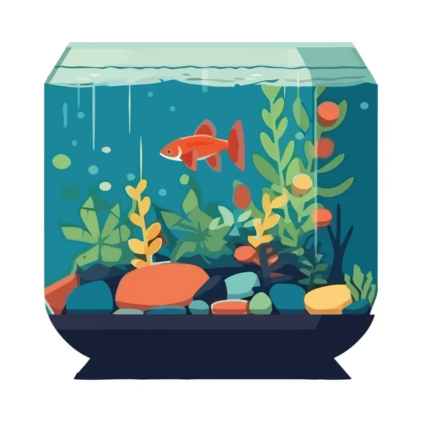 Изолированная Милая Рыба Плавающая Аквариуме — стоковый вектор