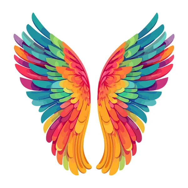 Peří Křídla Světlé Barvy Ikona Izolované — Stockový vektor