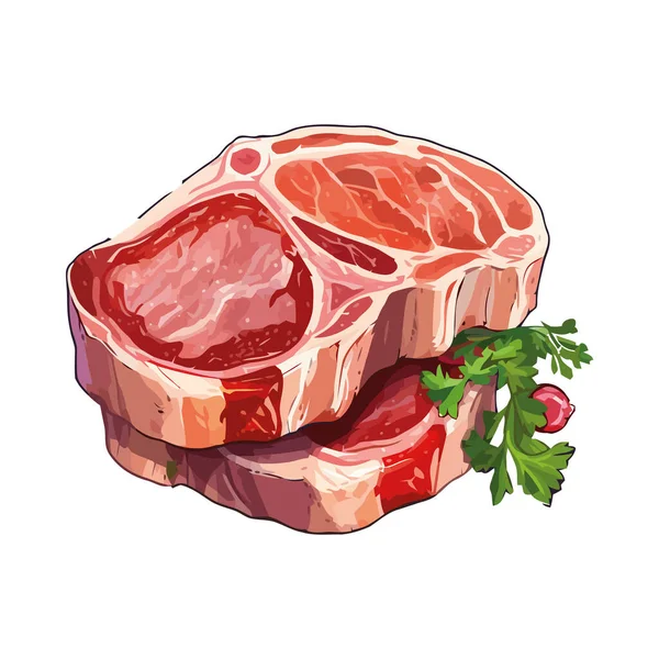 Grilovaný Svíčkový Steak Čerstvý Ikony Grilování — Stockový vektor