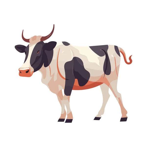 Cute Cartoon Cow White Backdrop Icon Isolated — Stock Vector