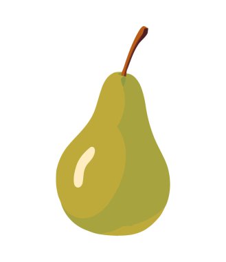 Taze organik meyve, olgun ve sulu armut ikonu izole edilmiş.