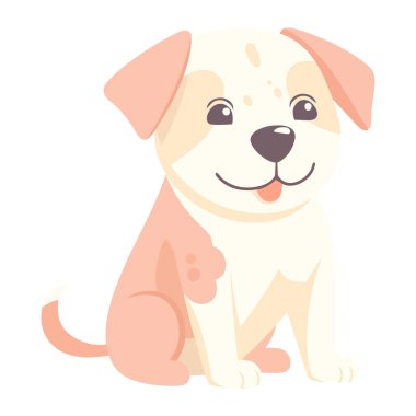 Şirin köpek yavrusu oturuyor, gülümseyen ikon izole edilmiş