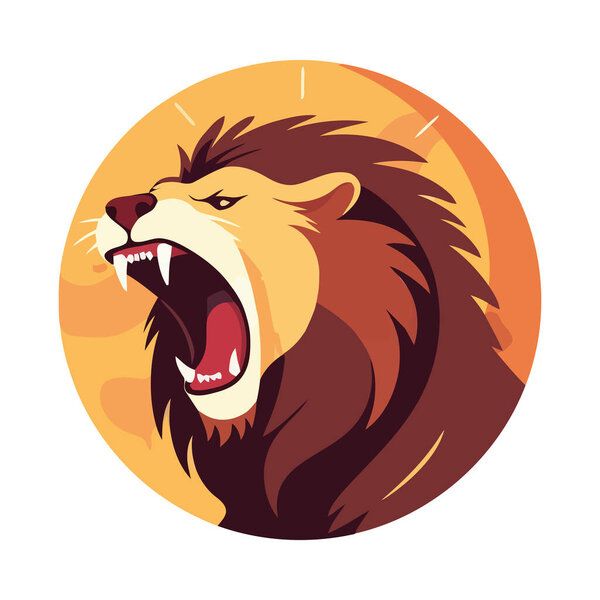 Roaring lion symbolizes strength and aggression icon isolated