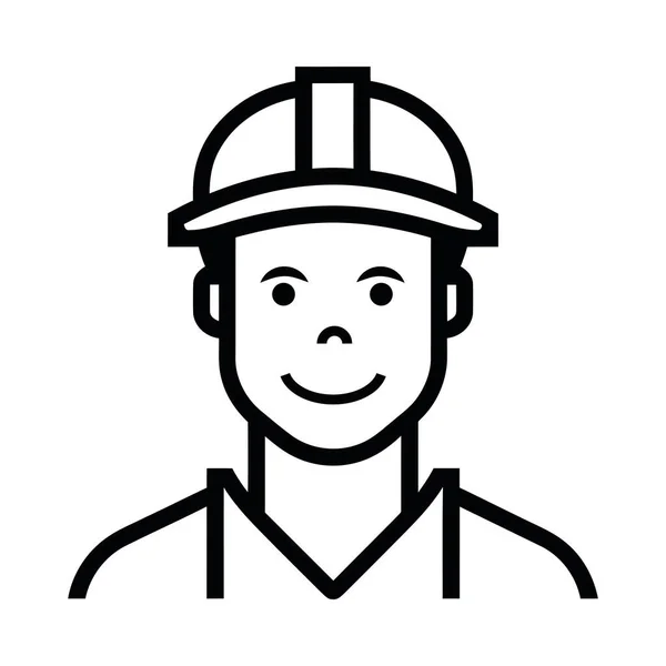 Smiling Engineer Hardhat Icon Isolated — Stock Vector