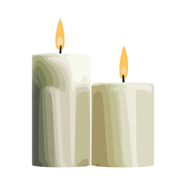 Lumière Des Bougies Symbole Amour Spiritualité Icône Isolée — Image vectorielle