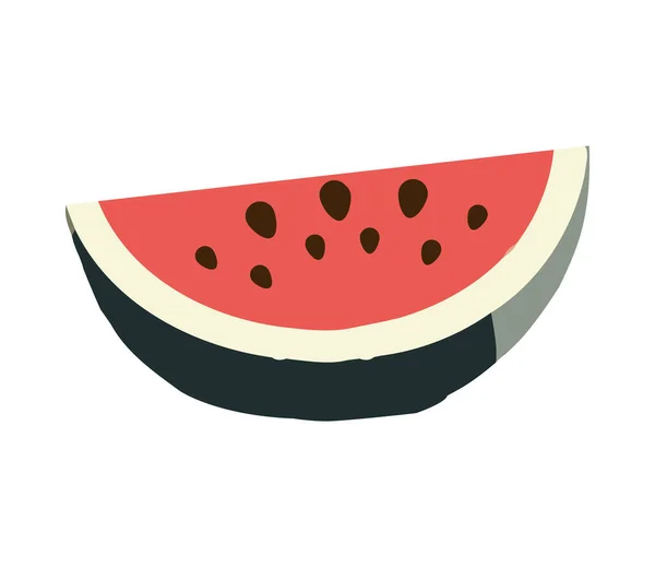 Saftig Vattenmelonskiva Färsk Från Gårdsikonen Isolerad — Stock vektor