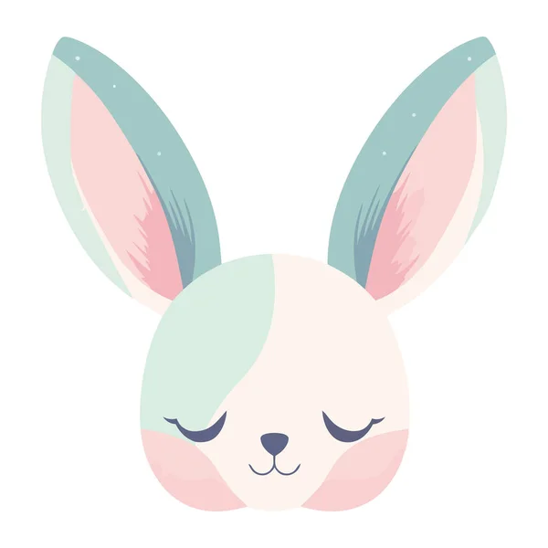 Cute Cartoon Rabbit Head Icon Isolated — Stock Vector