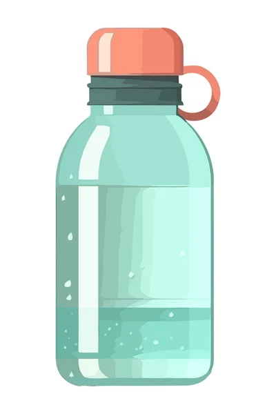 さわやかな有機液体アイコンが分離された透明なガラスボトル — ストックベクタ