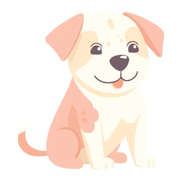Cute Puppy Sitting Smiling Icon Isolated — Stock Vector