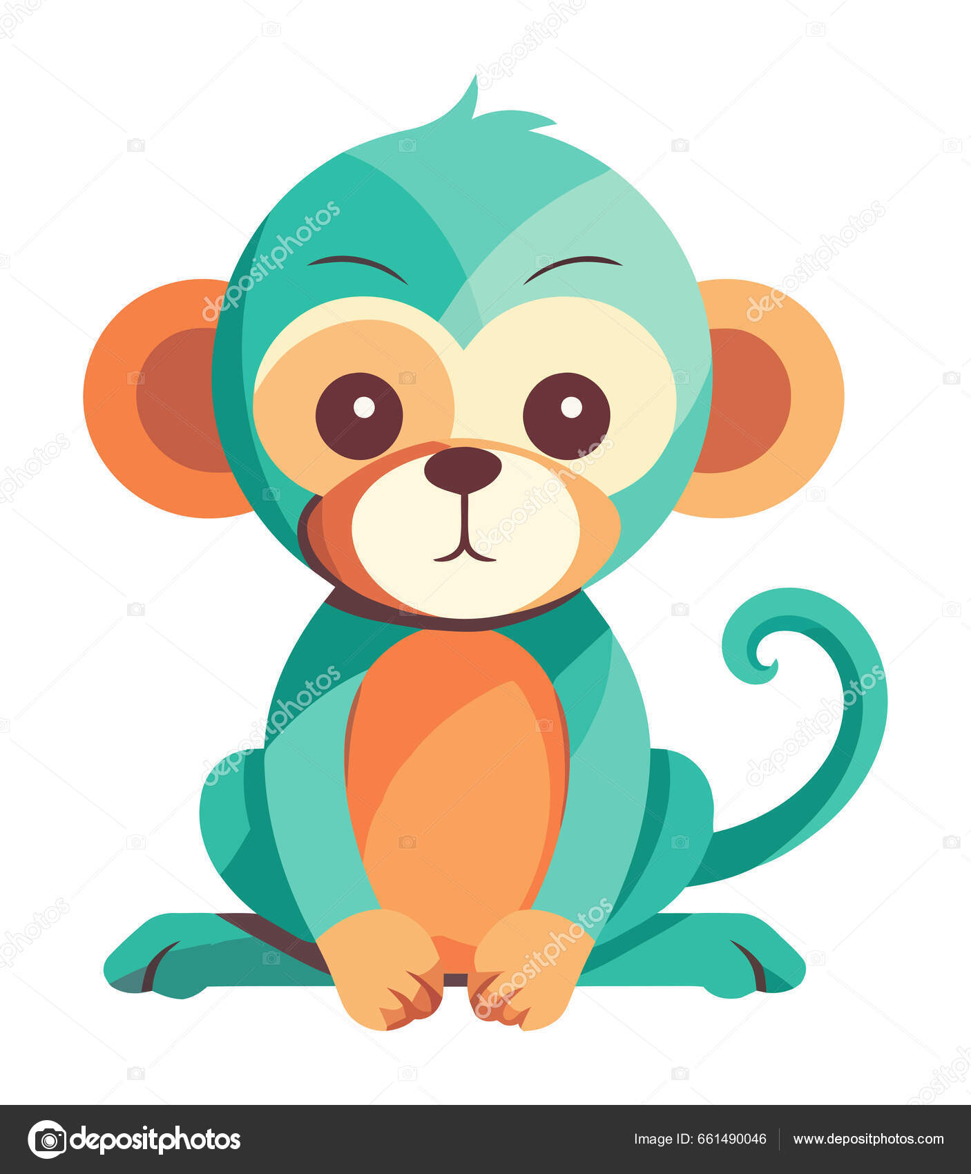 macaco bonito sentado ilustração de ícone de vetor. personagem de