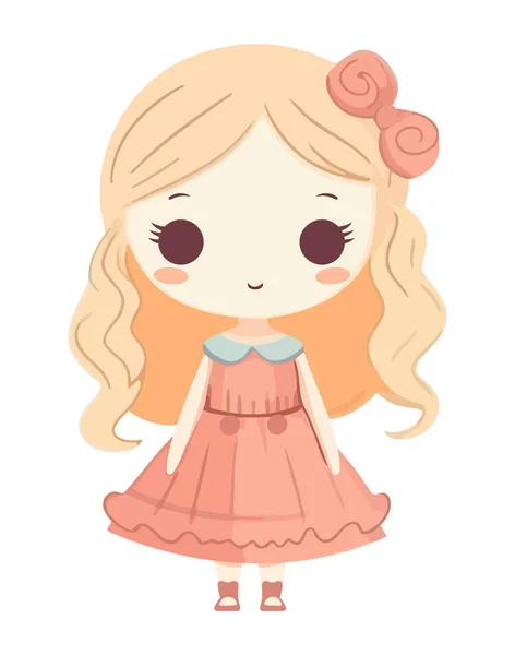 Bonito Cartoon Menina Princesa Vestido Sorrindo Feliz Ícone Isolado —  Vetores de Stock
