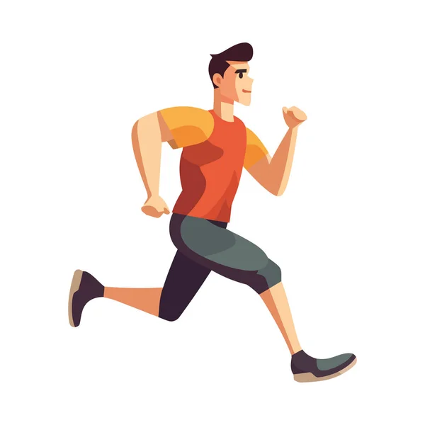 Uomo Muscolare Che Corre Alla Vittoria Nell Icona Della Competizione — Vettoriale Stock