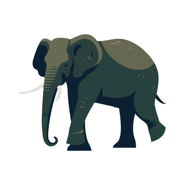 Lindo Elefante Caminando Icono Aislado — Vector de stock