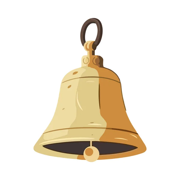 冬のお祝いのアイコンで輝く光沢のある金の鐘 — ストックベクタ