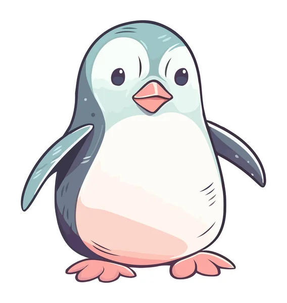 Wesoły Pingwin Stojący Uśmiechnięty Szczęśliwie Ikona Odizolowany — Wektor stockowy