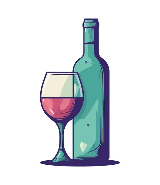 Celebración Lujo Con Botella Vino Icono Vidrio Aislado — Vector de stock