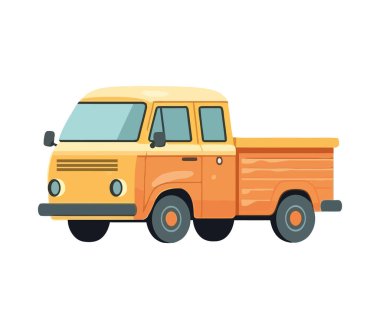 Eğlence simgesi taşıyan sarı kamyonet izole edildi