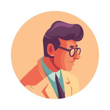 Düz çizgi film karakteri, başarılı modern iş adamı ikonu izole edilmiş.