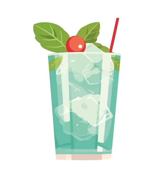 Frischer Mojito Cocktail Mit Limette Und Minze — Stockvektor