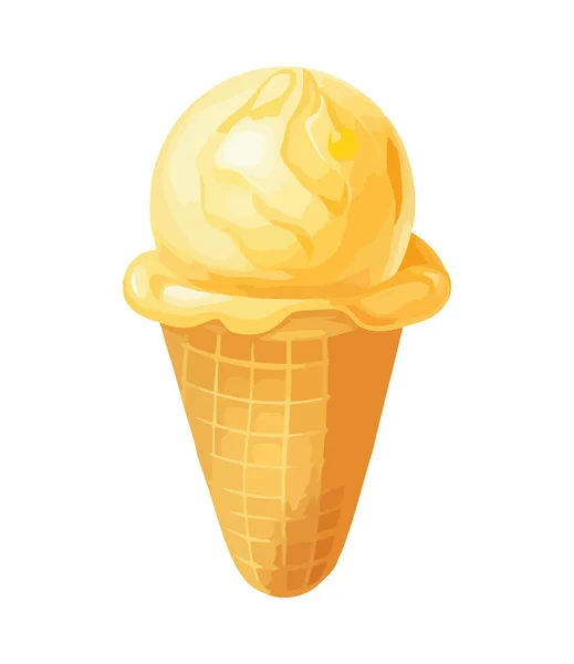 Сладкое Лето Лечить Мороженое Конус Восторга Икона Изолированы — стоковый вектор