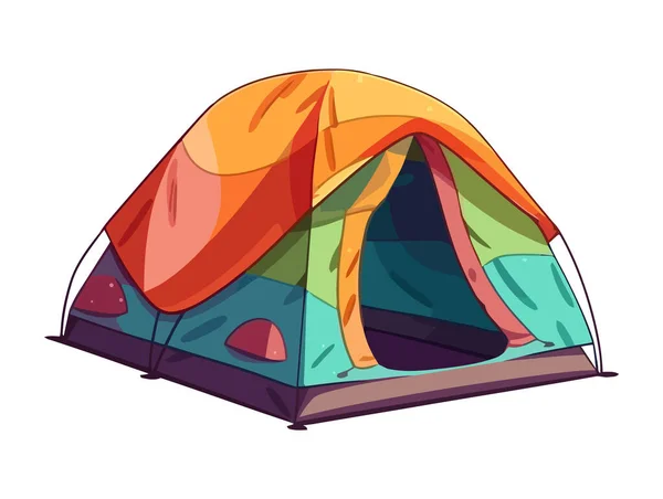 Äventyr Camping Färgade Tält Ikon Isolerad — Stock vektor