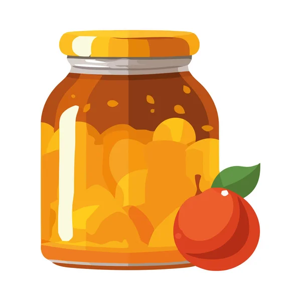 stock vector Fresh organic fruit in a glass jar icon isolated