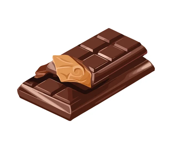 Dark Chocolate Slice Een Zoet Gastronomisch Snack Icoon Geïsoleerd — Stockvector