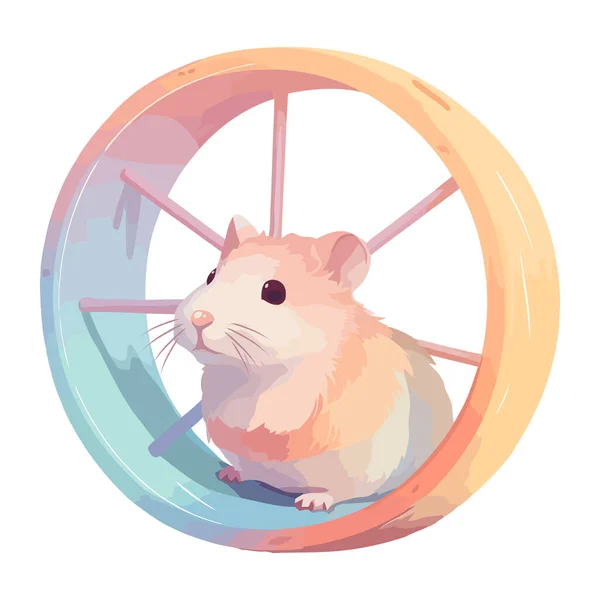 Hamster Bonito Sentado Ícone Padrão Roda Azul Isolado — Vetor de Stock
