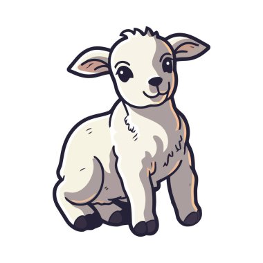 Küçük pofuduk koyun oturma ikonu izole