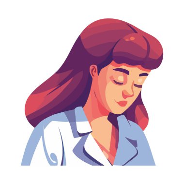 Bir kişi, genç yetişkin kadın, vektör illüstrasyon ikonu izole